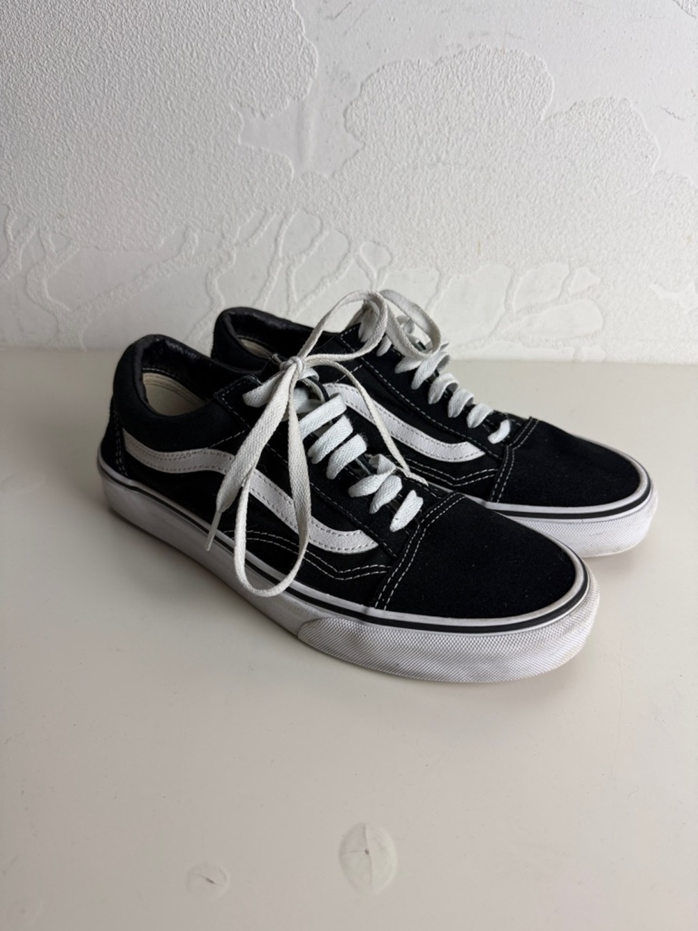 Vans Unisex Black White Low-Top Skate Sneakers Size 8.5